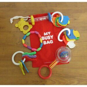 Infant Baby Toy Lot 8 Piece Sensory Learning Key Rings Rattles Colorful Teething